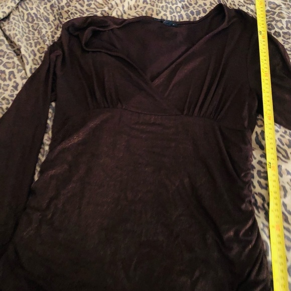 𝅺INC International Concepts size XL brown metallic long sleeve V neck NWOT - Picture 11 of 15